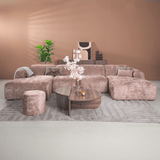 Banken-U-bank taupe chenille stof - 342x165 cm - Shane-Dimehouse