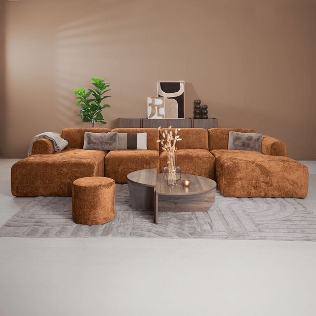 Banken-U-bank oker chenille stof - 342x165 cm - Shane-Dimehouse