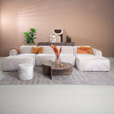 Banken-U-bank beige chenille stof - 342x165 cm - Shane-Dimehouse