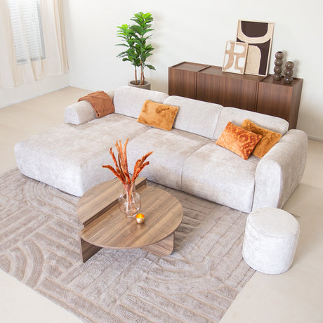 Banken-Hoekbank beige chenille stof - 272x170 cm - Shane - links-Dimehouse