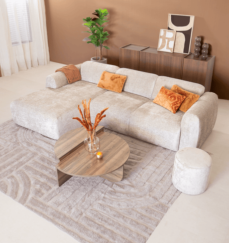Banken-Hoekbank beige chenille stof - 292x170 cm - Shane - links-Dimehouse