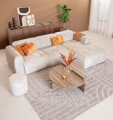 Banken-Hoekbank beige chenille stof - 292x170 cm - Shane - rechts-Dimehouse