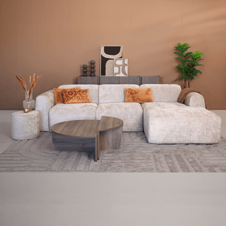 Banken-Hoekbank beige chenille stof - 292x170 cm - Shane - rechts-Dimehouse