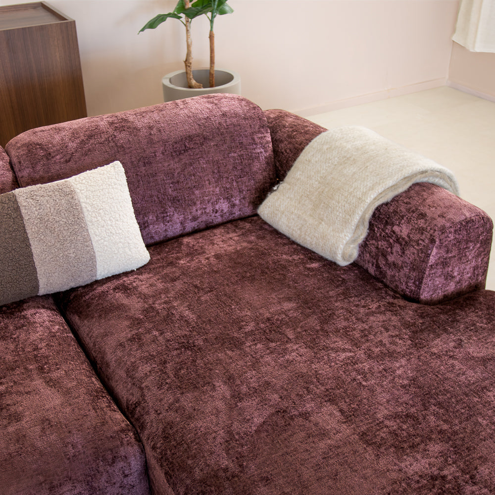 Banken-Hoekbank paars chenille stof - 292x170 cm - Shane - rechts-Dimehouse