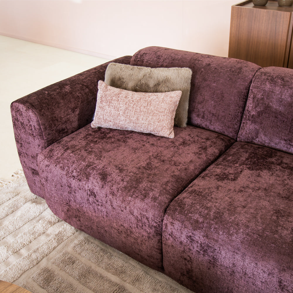 Banken-Hoekbank paars chenille stof - 292x170 cm - Shane - rechts-Dimehouse