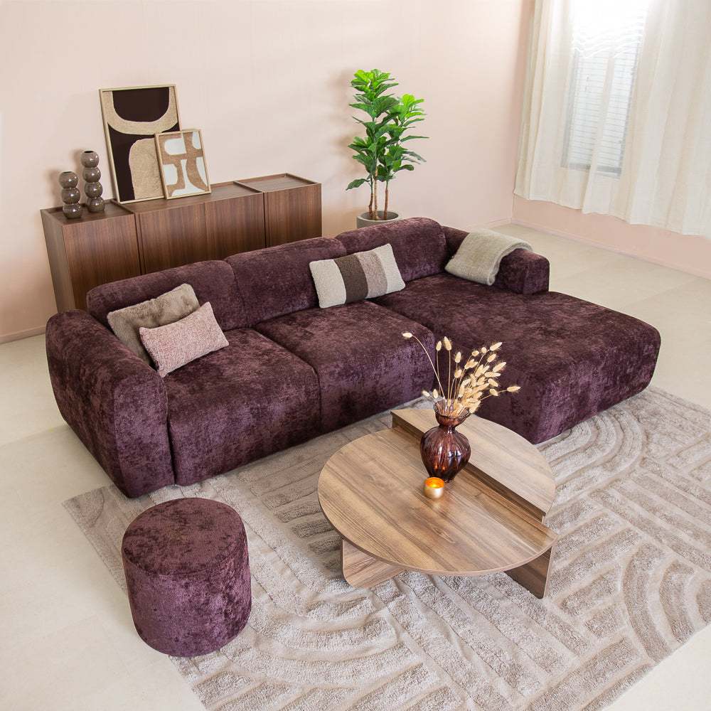 Banken-Hoekbank paars chenille stof - 292x170 cm - Shane - rechts-Dimehouse