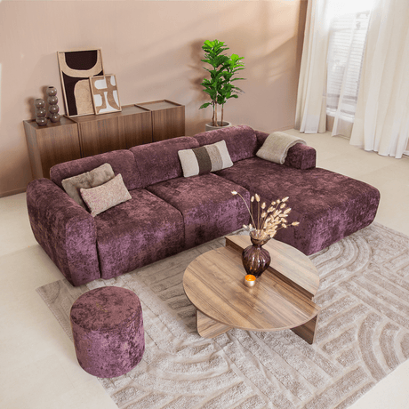 Banken-Hoekbank paars chenille stof - 292x170 cm - Shane - rechts-Dimehouse