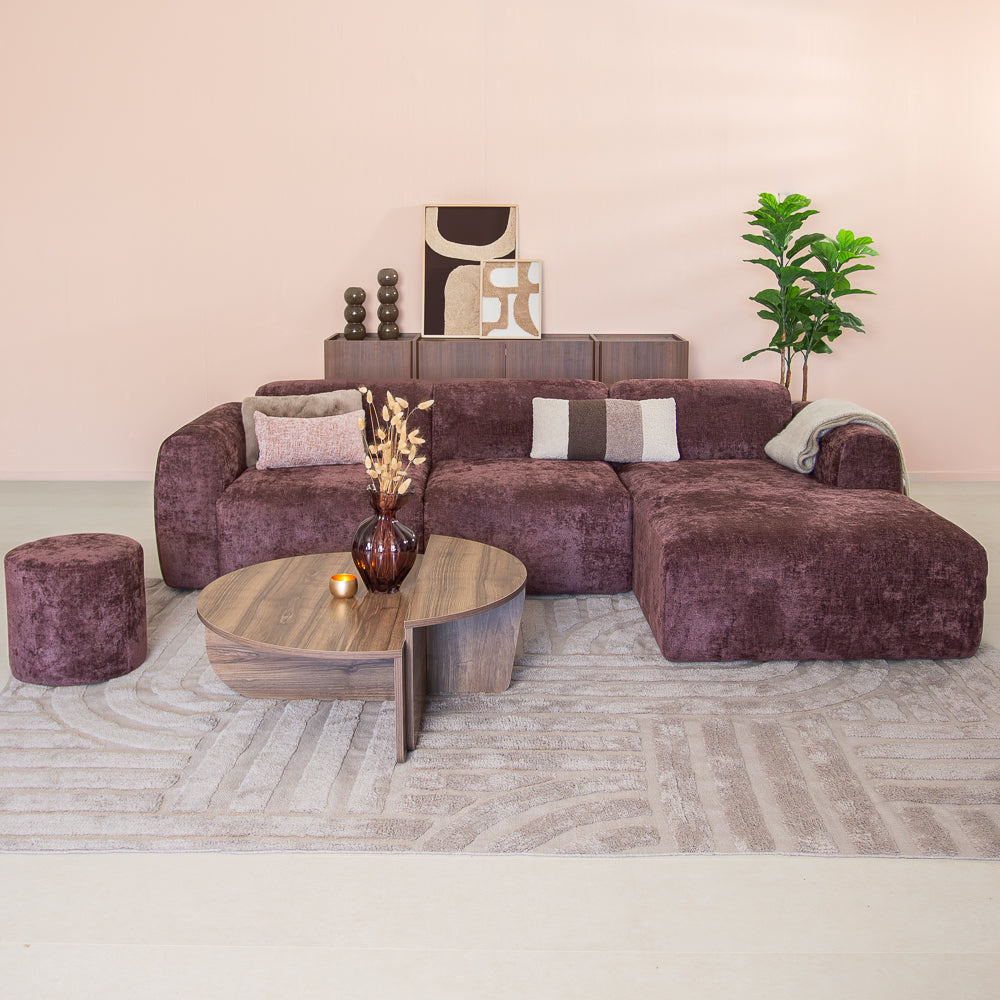 Banken-Hoekbank paars chenille stof - 292x170 cm - Shane - rechts-Dimehouse