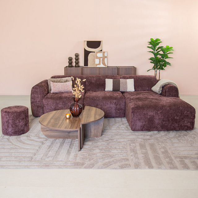 Banken-Hoekbank paars chenille stof - 292x170 cm - Shane - rechts-Dimehouse