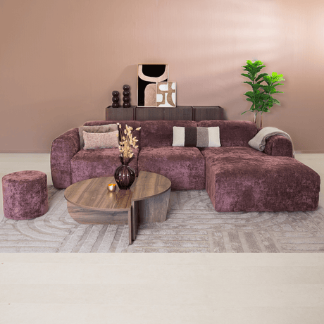 Banken-Hoekbank paars chenille stof - 292x170 cm - Shane - rechts-Dimehouse