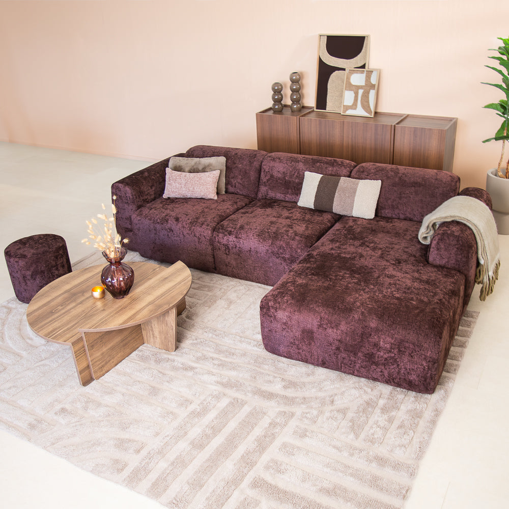 Banken-Hoekbank paars chenille stof - 292x170 cm - Shane - rechts-Dimehouse