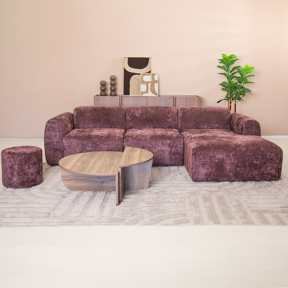 Banken-Hoekbank paars chenille stof - 292x170 cm - Shane - rechts-Dimehouse