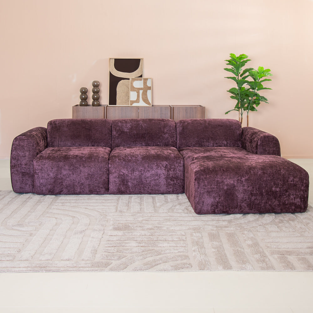 Banken-Hoekbank paars chenille stof - 292x170 cm - Shane - rechts-Dimehouse