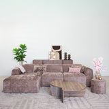 Hoekbank taupe chenille stof - 272x170 cm - Shane - links
