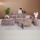 Banken-Hoekbank taupe chenille stof - 292x170 cm - Shane - links-Dimehouse