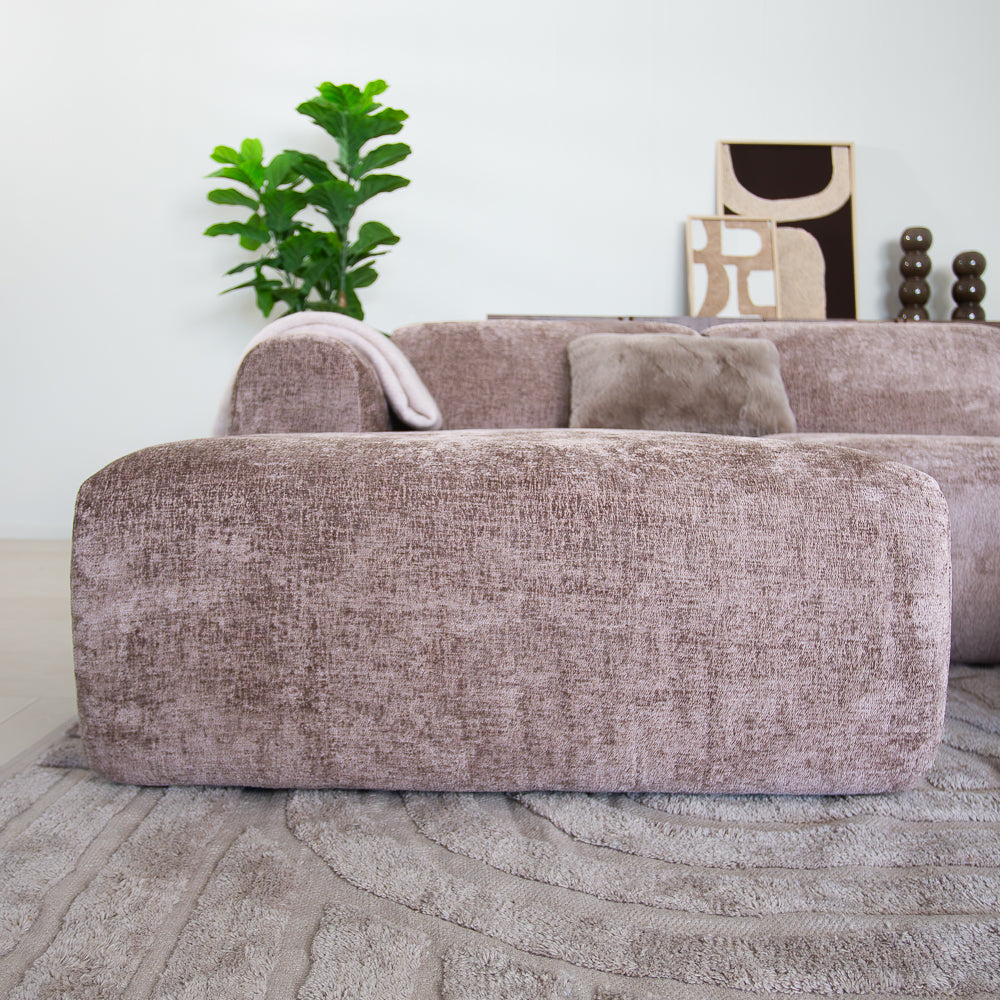 Hoekbank taupe chenille stof - 272x170 cm - Shane - links