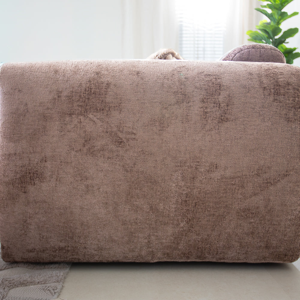 Hoekbank taupe chenille stof - 272x170 cm - Shane - links