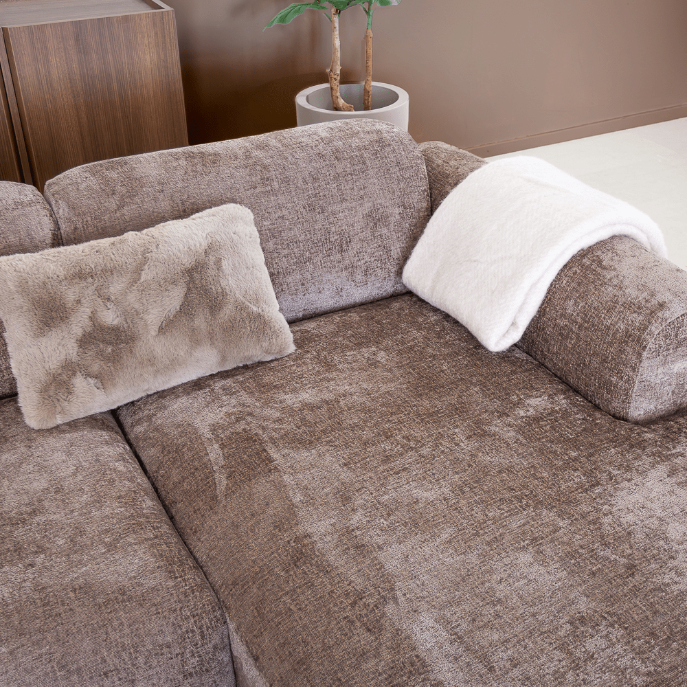 Banken-Hoekbank taupe chenille stof - 292x170 cm - Shane - rechts-Dimehouse