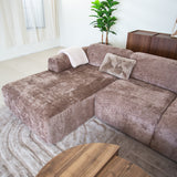 Hoekbank taupe chenille stof - 272x170 cm - Shane - links