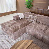 Banken-Hoekbank taupe chenille stof - 292x170 cm - Shane - links-Dimehouse