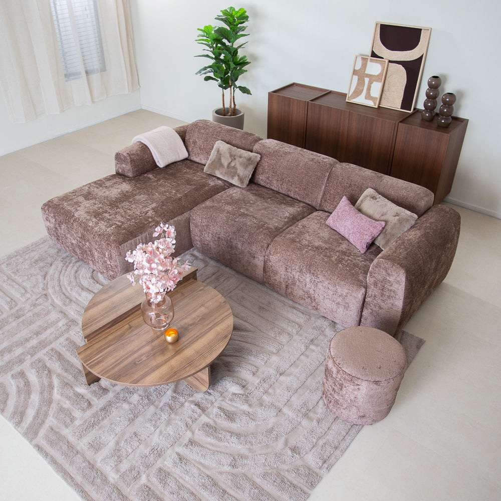 Hoekbank taupe chenille stof - 272x170 cm - Shane - links