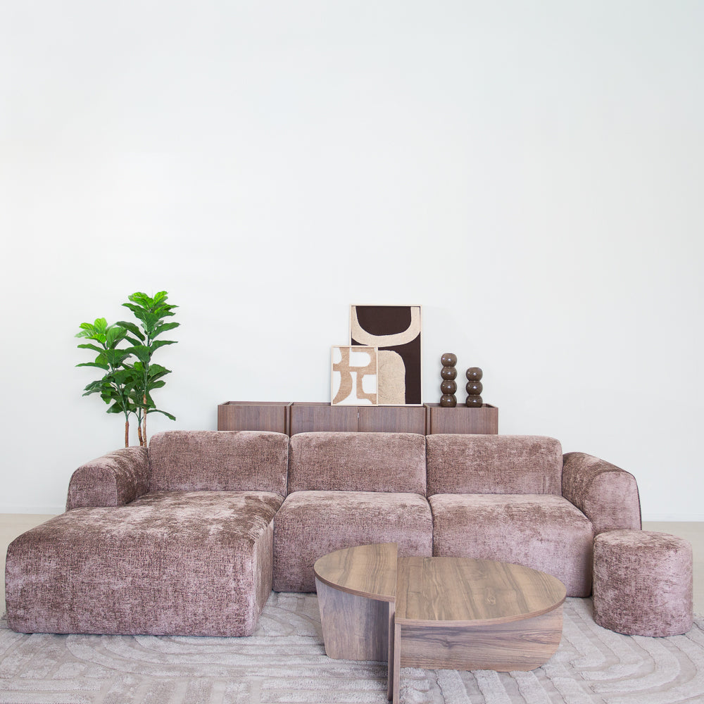 Hoekbank taupe chenille stof - 272x170 cm - Shane - links