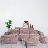 Hoekbank taupe chenille stof - 272x170 cm - Shane - links