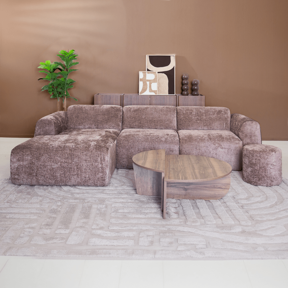 Banken-Hoekbank taupe chenille stof - 292x170 cm - Shane - links-Dimehouse