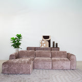Hoekbank taupe chenille stof - 272x170 cm - Shane - links