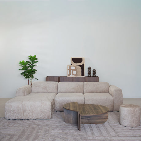 Hoekbank zand chenille stof - 292x169 cm - Shane - links
