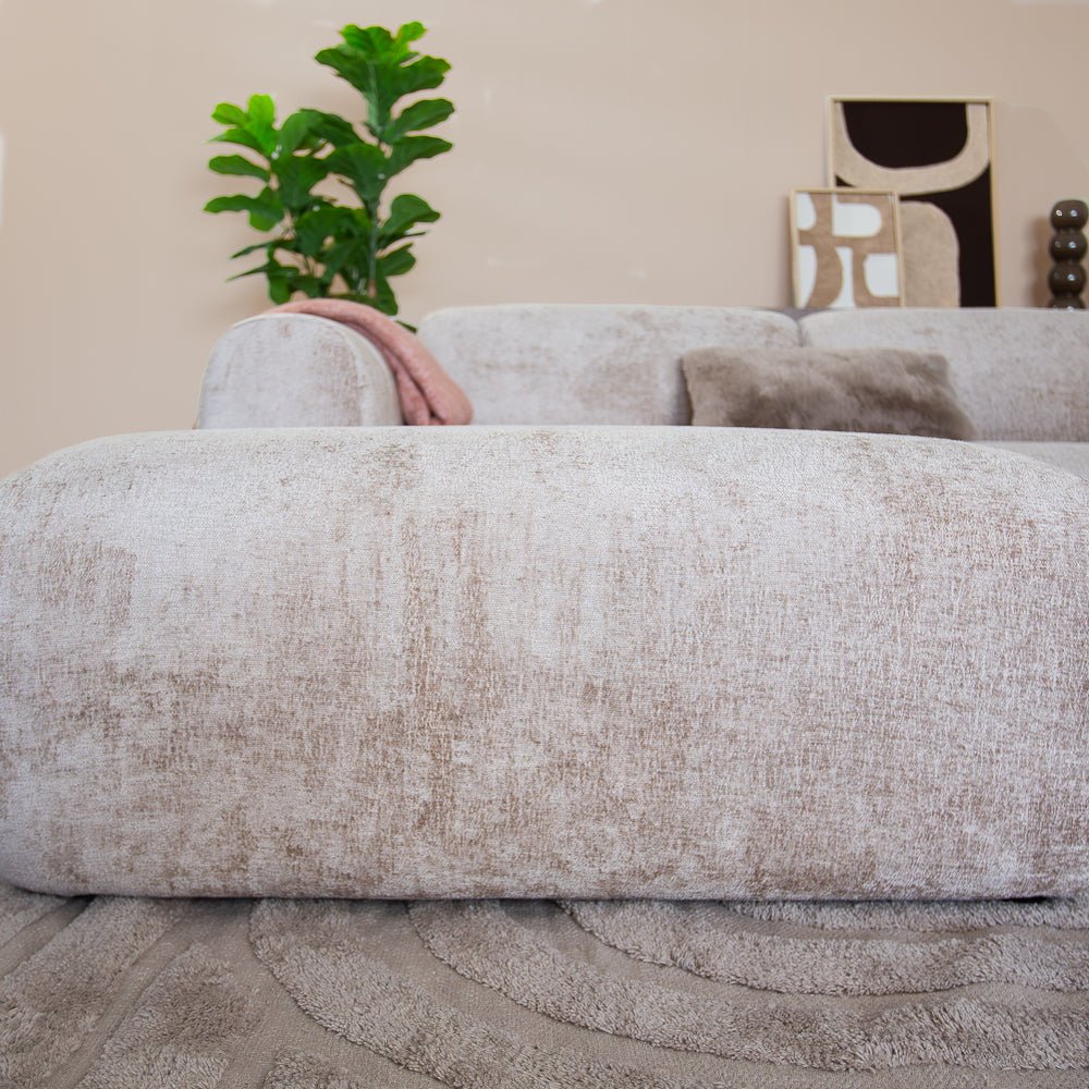 Banken-Hoekbank zand chenille stof - 272x170 cm - Shane - links-Dimehouse