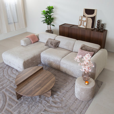 Hoekbank zand chenille stof - 292x169 cm - Shane - links
