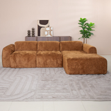 Hoekbank oker chenille stof - 292x170 cm - Shane - rechts