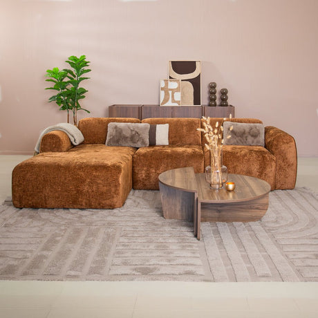 Banken-Hoekbank koper chenille stof - 272x170 cm - Shane - links-Dimehouse