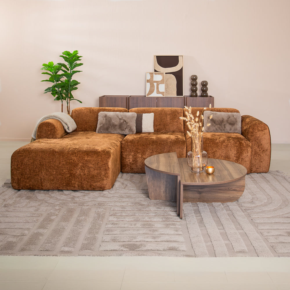 Hoekbank oker chenille stof - 292x170 cm - Shane - links