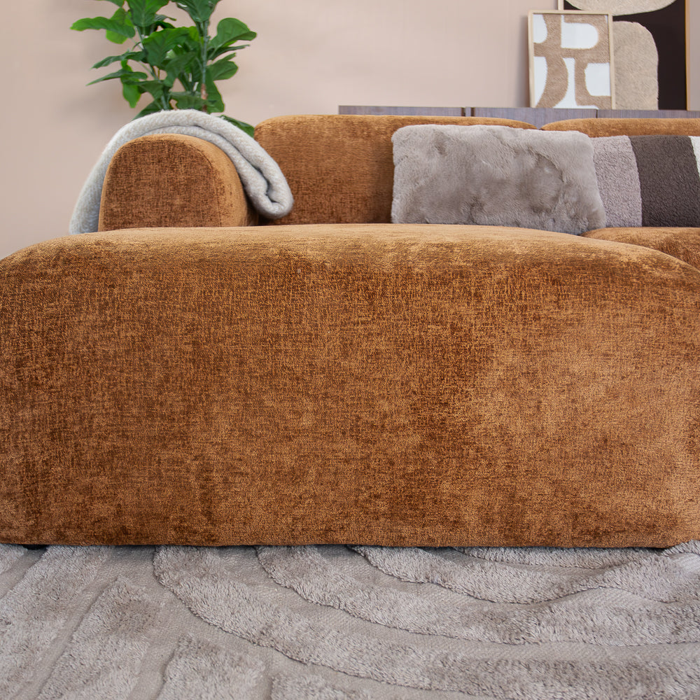 Hoekbank oker chenille stof - 292x170 cm - Shane - links