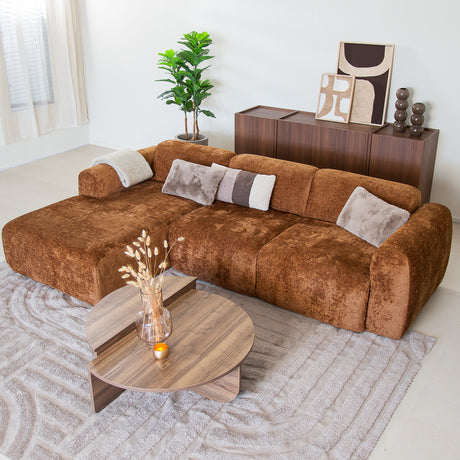 Hoekbank koper chenille stof - 272x170 cm - Shane - links