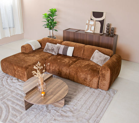 Banken-Hoekbank koper chenille stof - 272x170 cm - Shane - links-Dimehouse