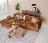 Hoekbank oker chenille stof - 292x170 cm - Shane - links