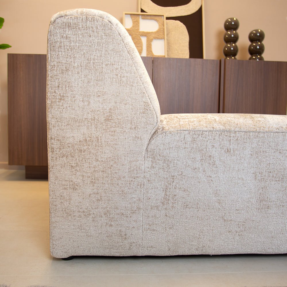 Fauteuils-Fauteuil beige chenille stof Shane-Dimehouse