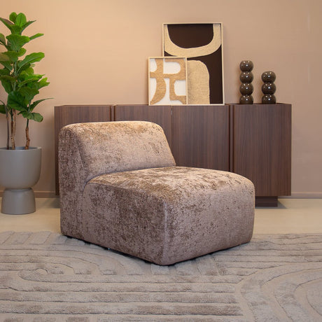 Fauteuils-Fauteuil taupe chenille stof Shane-Dimehouse