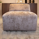 Fauteuils-Fauteuil taupe chenille stof Shane-Dimehouse