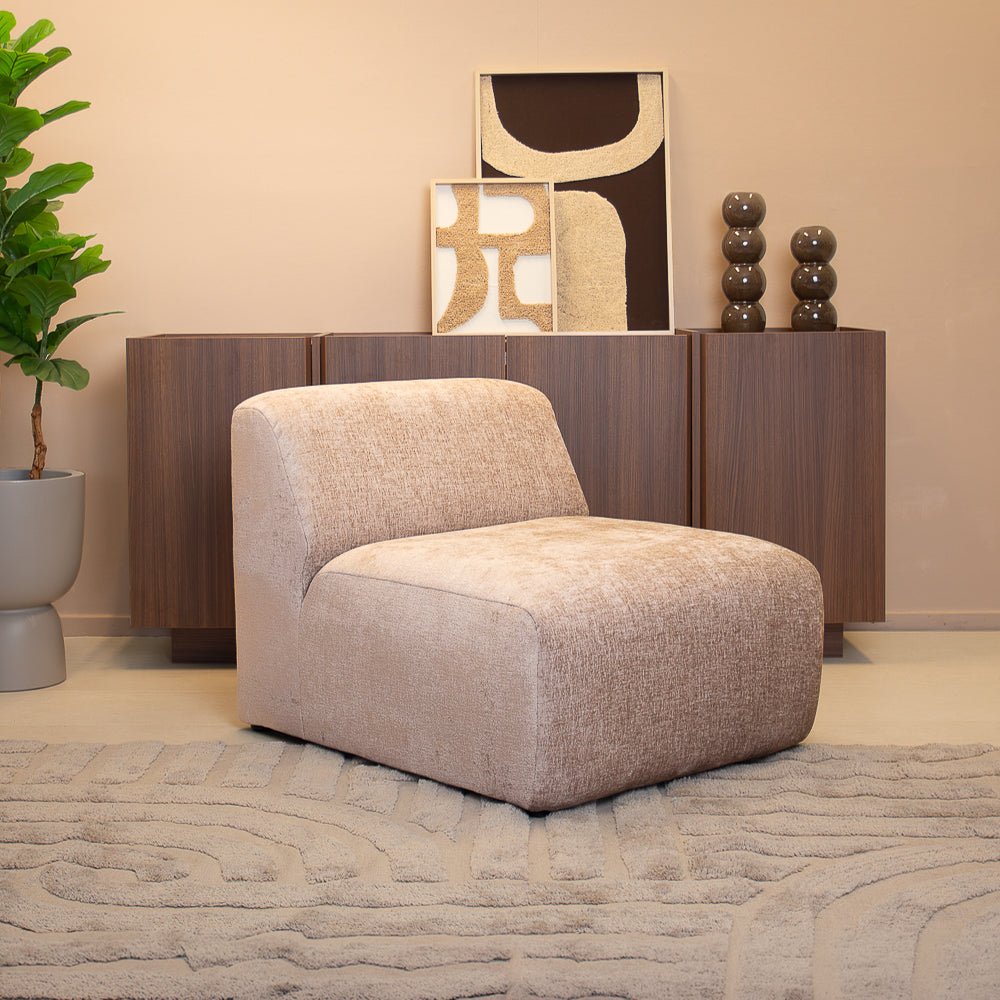 Fauteuils-Fauteuil zand chenille stof Shane-Dimehouse
