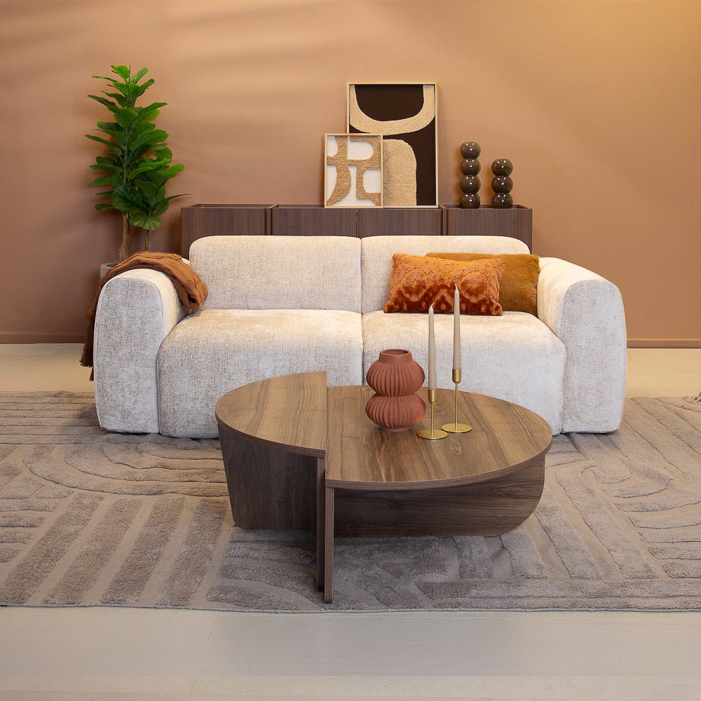 Banken-2-zits bank beige chenille stof - 195x85 cm - Shane-Dimehouse