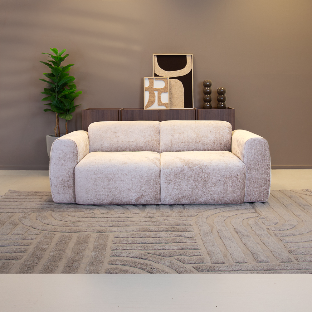 Banken-2-zits bank zand chenille stof - 195x85 cm - Shane-Dimehouse