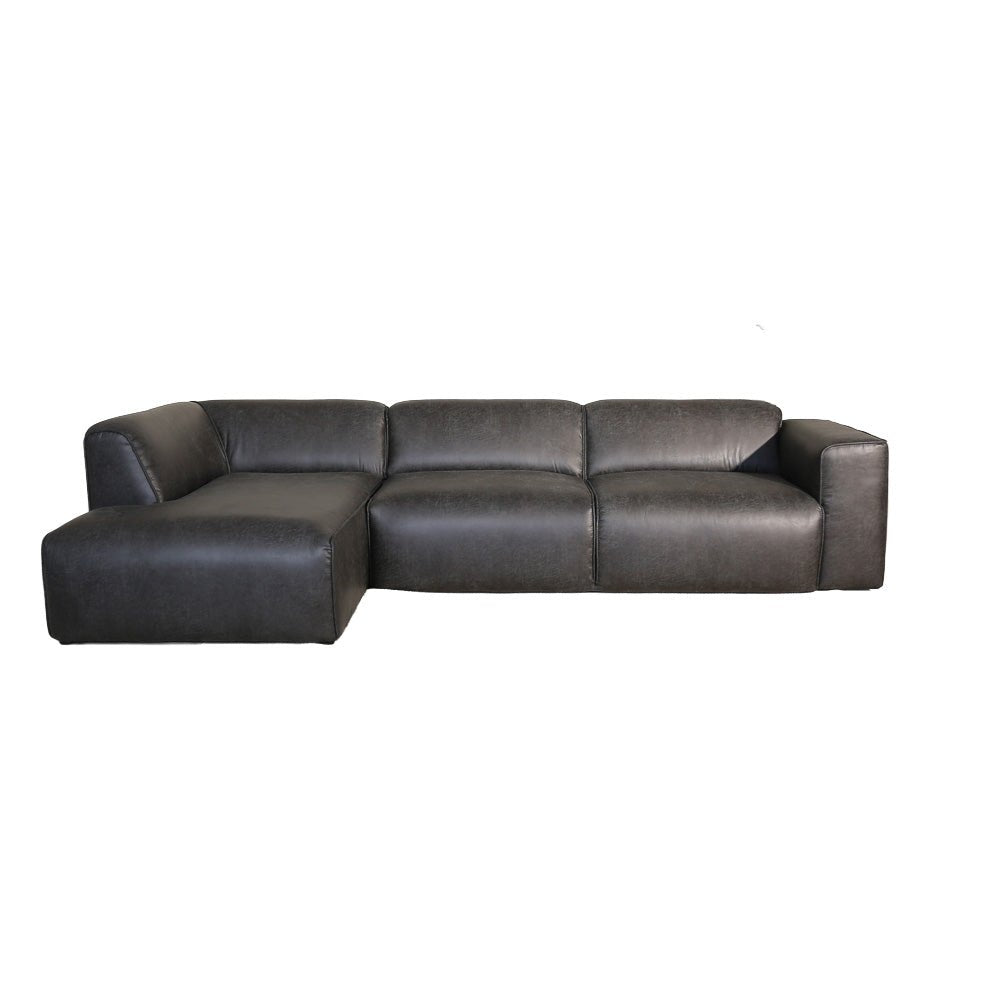 Banken-Hoekbank antraciet ecoleer - 305x169 cm - Jaylen - links-Dimehouse