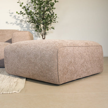 Hockers-Hocker taupe chenille bouclé - 98x88x43 cm - Jaylen-Dimehouse