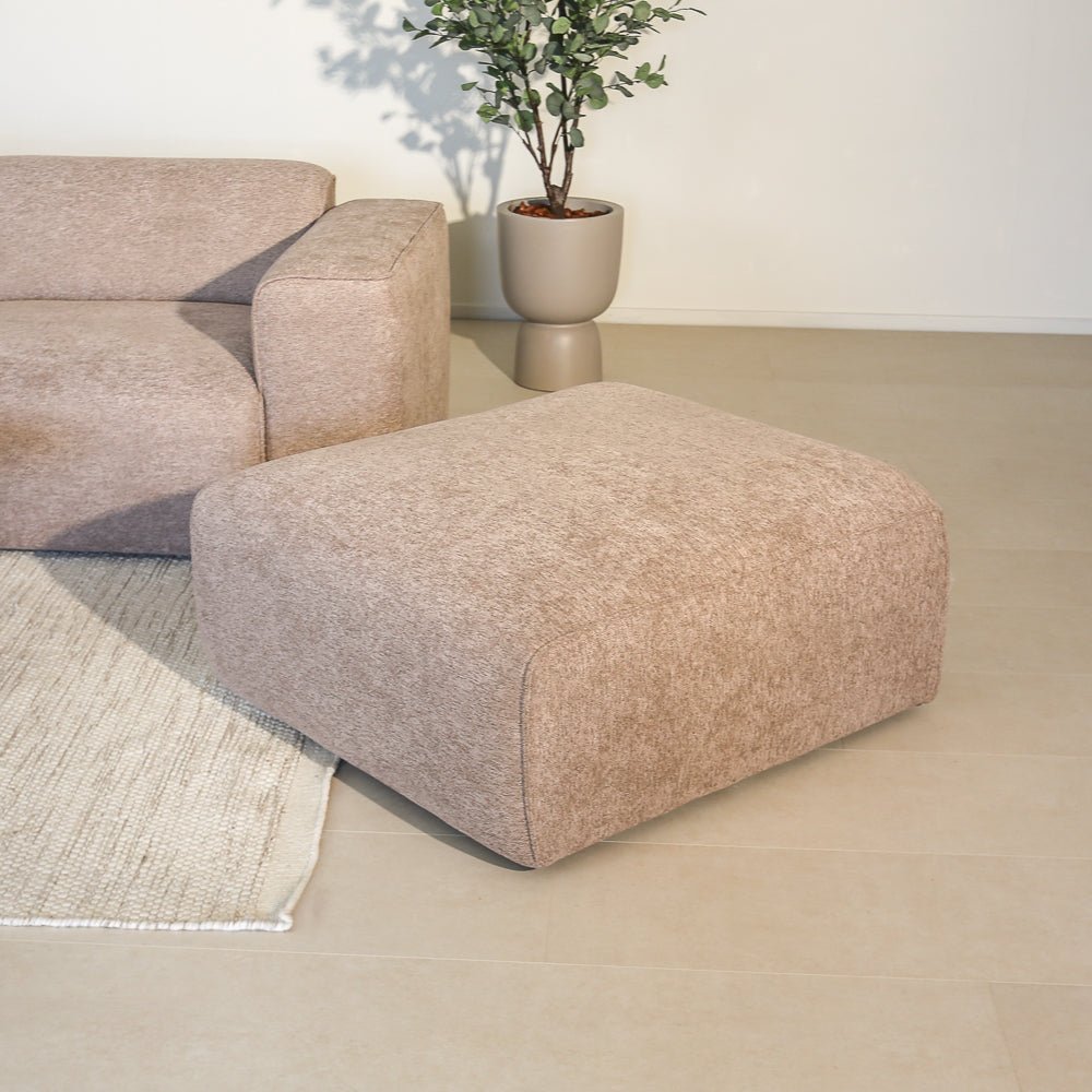 Hockers-Hocker taupe chenille bouclé - 98x88x43 cm - Jaylen-Dimehouse