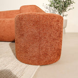 Poefs-Ronde poef koper chenille bouclé - 40x40x35 cm - Veya-Dimehouse