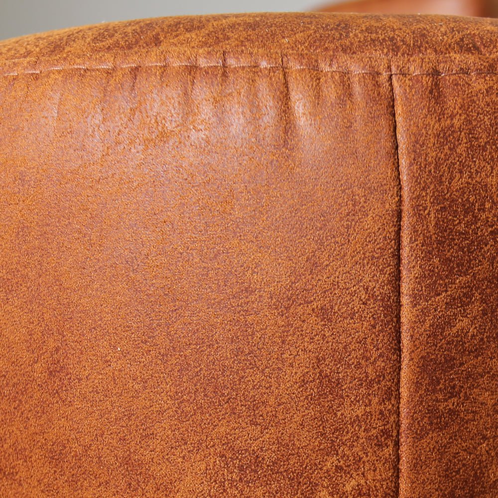 Poefs-Ronde poef cognac ecoleer - 40x40x35 cm - Mave-Dimehouse